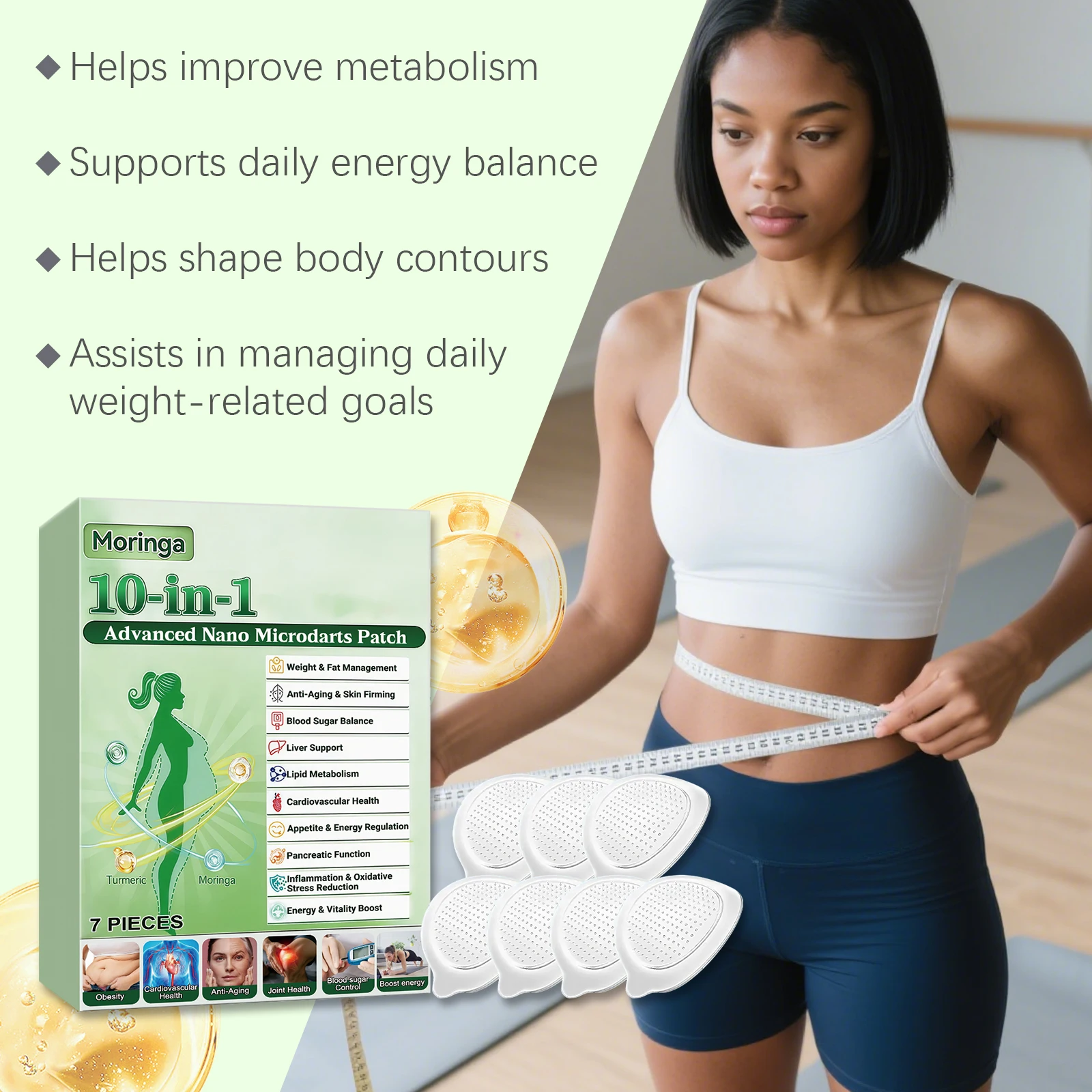 10-in-1 Advanced Moringa Nano Microdarts Patch with Turmeric & Allantoin Moisturizing Firming Skin Nano Microdarts Patch