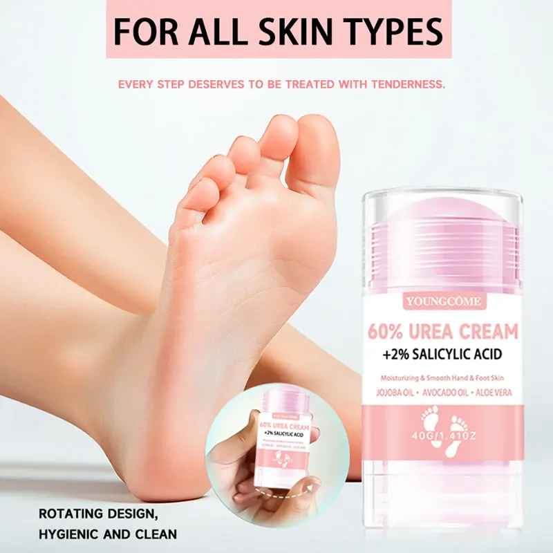 1/2/4 قطعة كريم القدم 60% اليوريا و 2% حمض الساليسيليك مكثف للكعوب المتشققة والترطيب والتحكم في الرائحة قناع القدم للعناية بالقدم