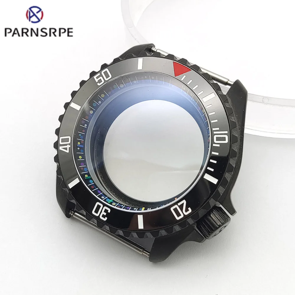 42mm Men's Mechanical NH35 Case Accessories,Sapphire Glass PVD Coated Black Case,For NH35 NH36 Movement,28.5mm Dial