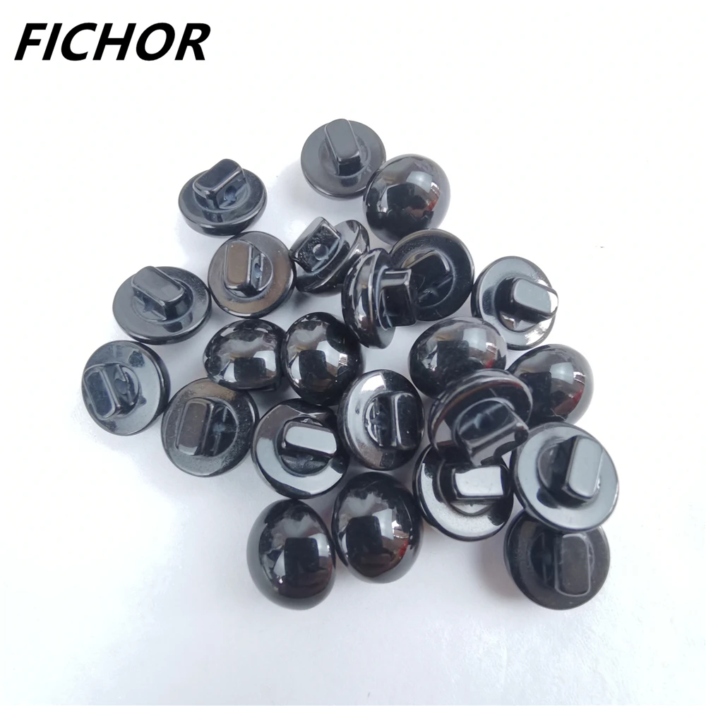 30/50pcs 11.5mm Black Resin Buttons Round Mushroom Domed Sewing Shank Black DIY Animal Eyes Toy Diy Decorative Buttons for Kids