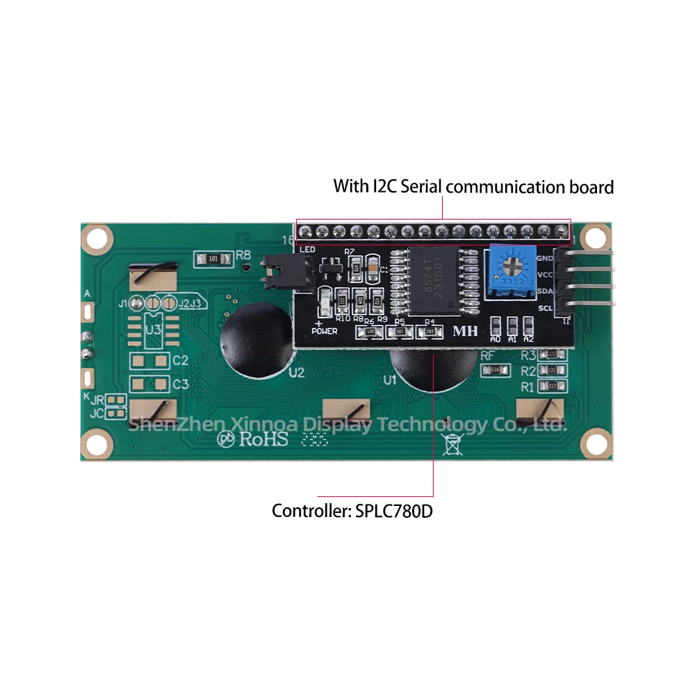 Lcd1602 1602A Lcd Module Black Screen 16X2 Character Lcd Display Pcf8574T Pcf85744 Ii C I2C Interface 5V For Arduino