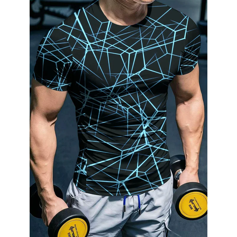 Men's High-Elasticity Fitness Short Sleeve T-Shirt3DPrinted tight-fitting quick-dry casual sports fitness top