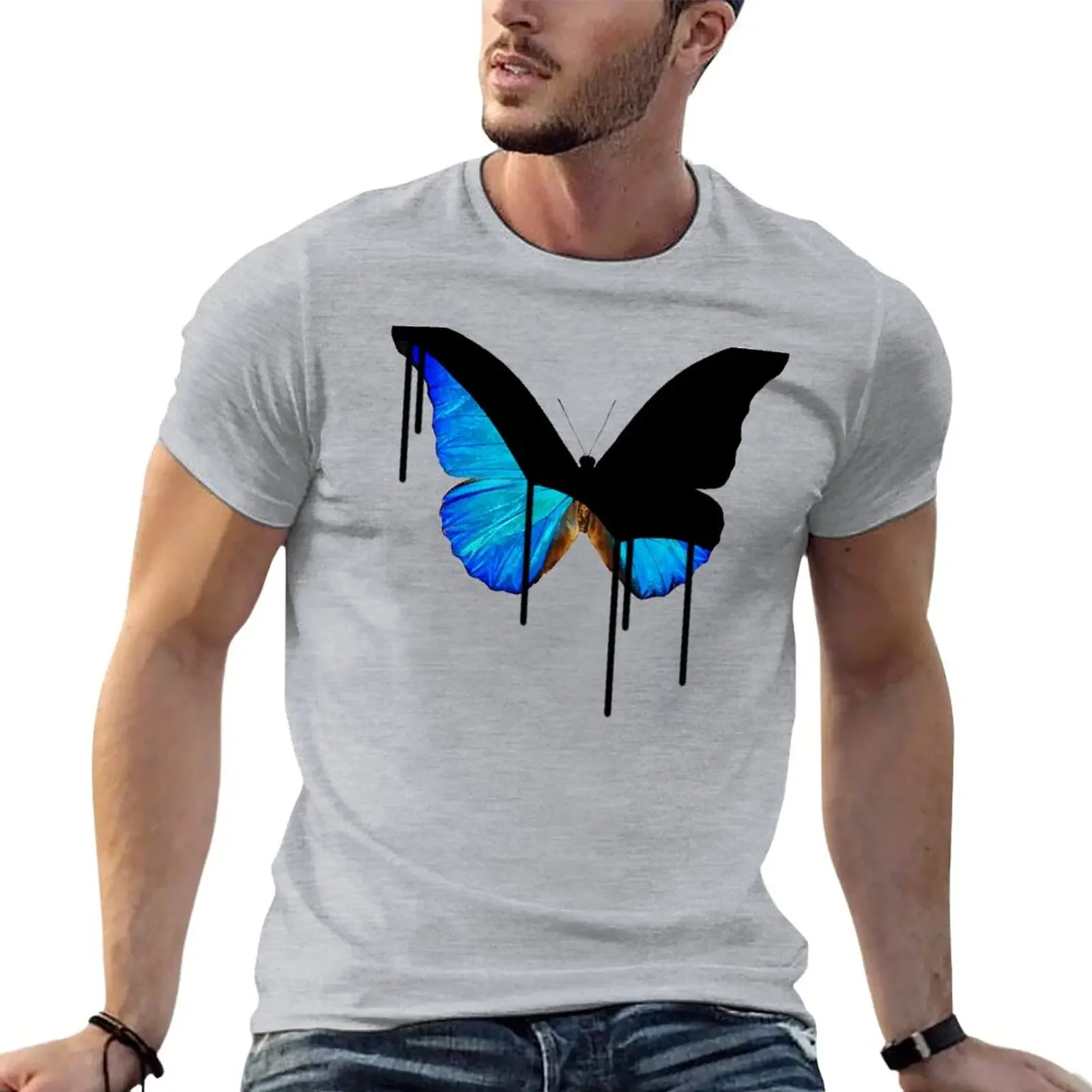 Butterfly Melt Cans Butterfly Lover Black T-Shirt summer clothes quick drying mens cotton t shirts