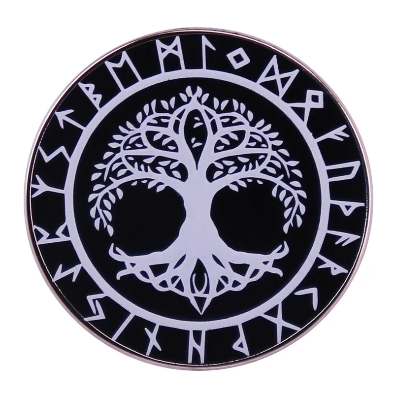 Эмалированная шпилька для фотографирования с изображением Древа Жизни викингов