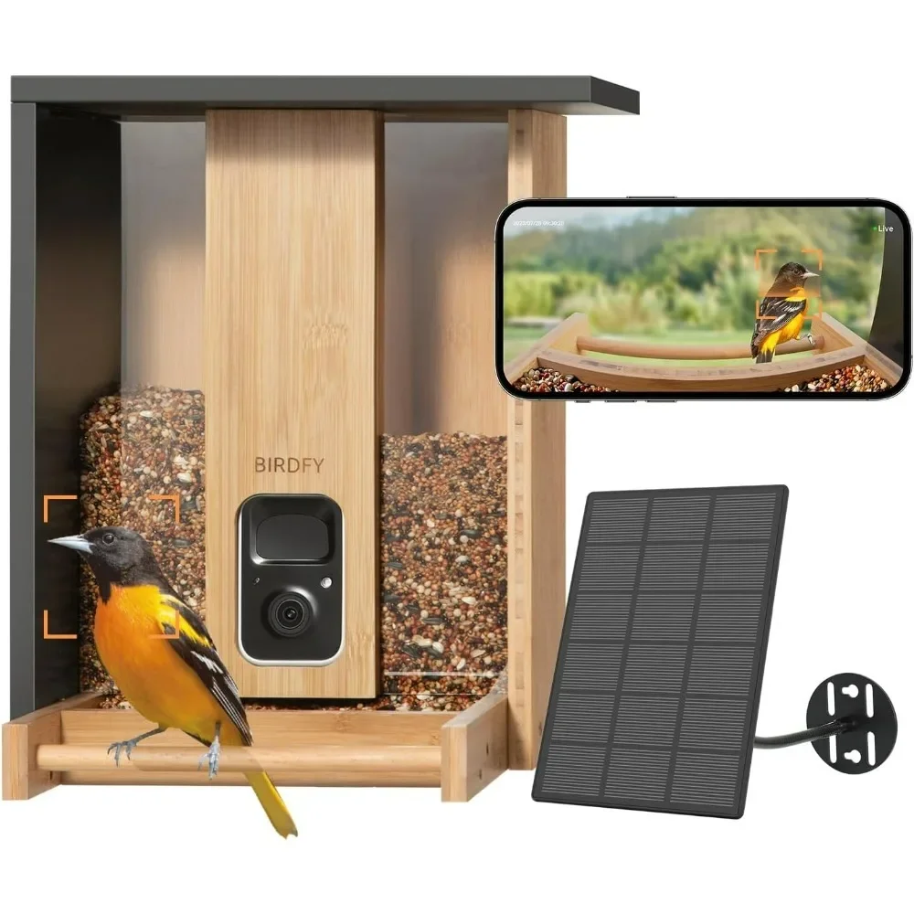 

AI Smart Bird Feeder with Camera Solar Powered, Permanent AI Identify 6000+ Bird Species & Motion Detection, Bird Feeder Camera