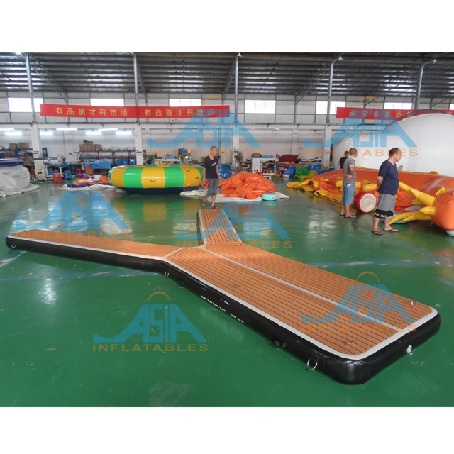 Inflatable Floating Yacht Dock Leisure Island Platform, Inflatable Y Shape Jet Ski Dock Pontoon for Boat Parking