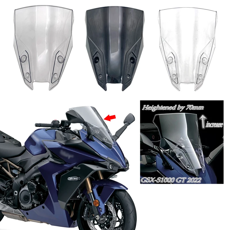 오토바이 투어링 스크린 앞 유리 디플렉터, 다크 스모크 블랙, GSX-S 1000 GT 2022 gsx s1000 gt 2023 2022 