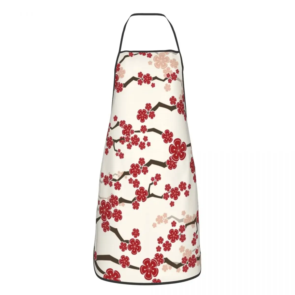 Red Oriental Cherry Blossoms Bib Aprons Men Women Kitchen Chef Zen Japanese Sakura Flowers Tablier Cuisine for Cooking Baking