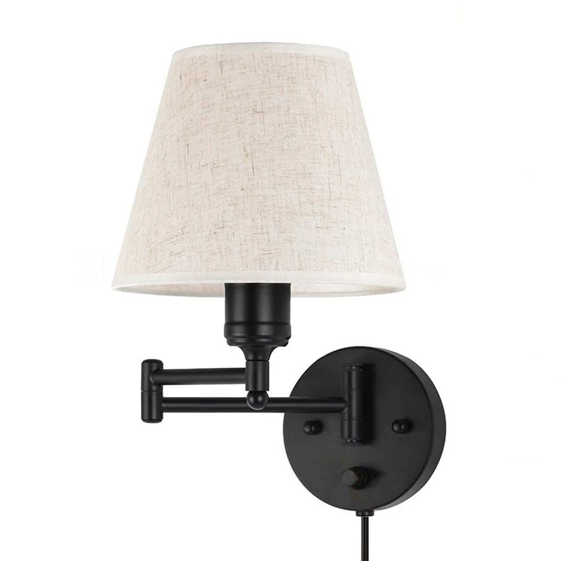 

American Wall Lamp Sconce Set Retro Hotel Bedroom Bedside Light with Plug Wall Lamp for Hallway Bedroom Living Room Lamps
