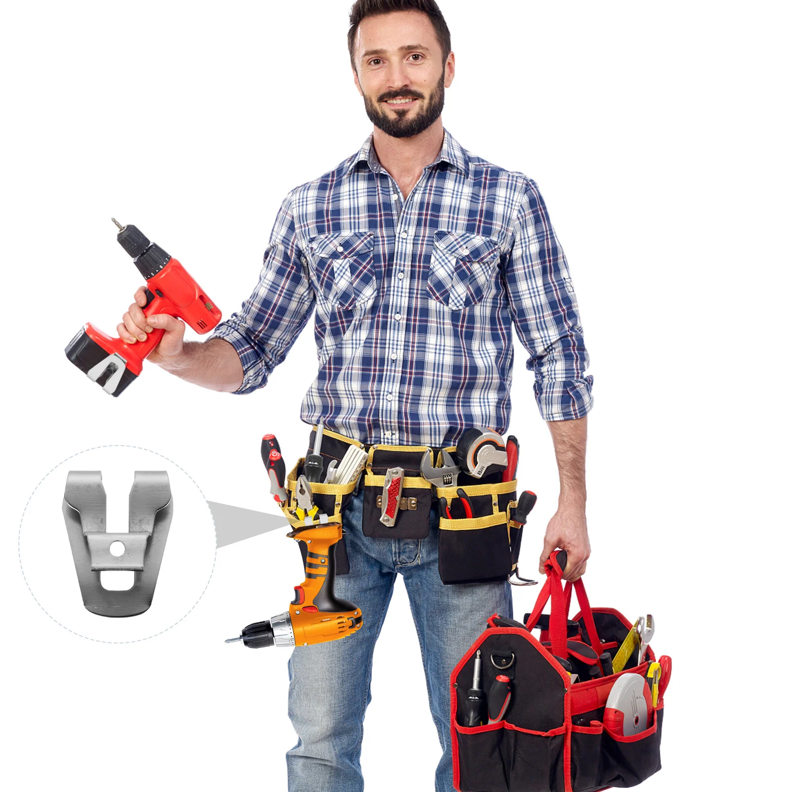 

1Pcs Metal Belt Buckle for Electric Drill Replacement Hook Clasp Sturdy Lightweight Tool Holder Convenient Carry Design Ideal