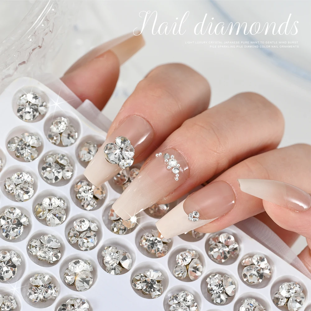 10pcs Clear Luxury Crystal Nail Art Charms 3D Stacked Glass Drill Glitter Nail Art Rhinestone Gem DIY Jewelry Manicure Accessory