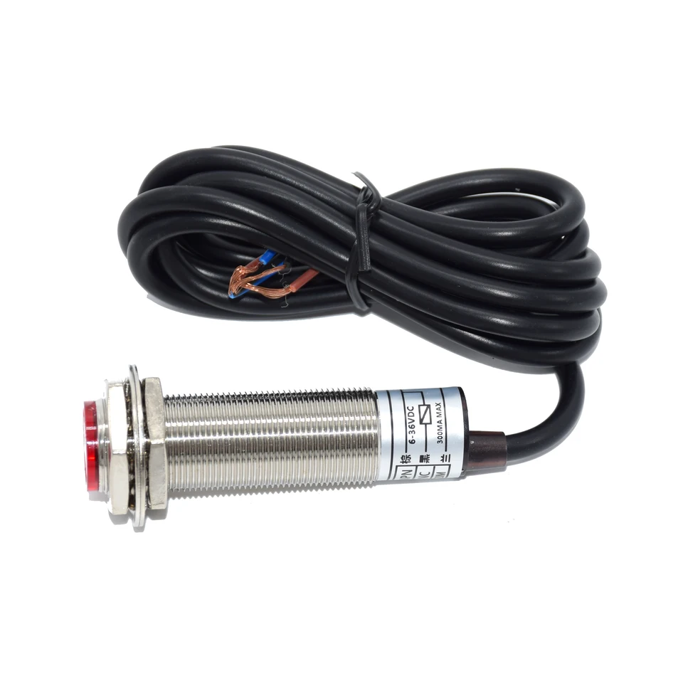 Bojkeon Through-Beam Photoelectric Sensor Pair – 0-20M Infrared Ray, PNP Normally Open, 6-36V DC, IP66 Weatherproof With Brackets For Garage Door & Industrial Automation
