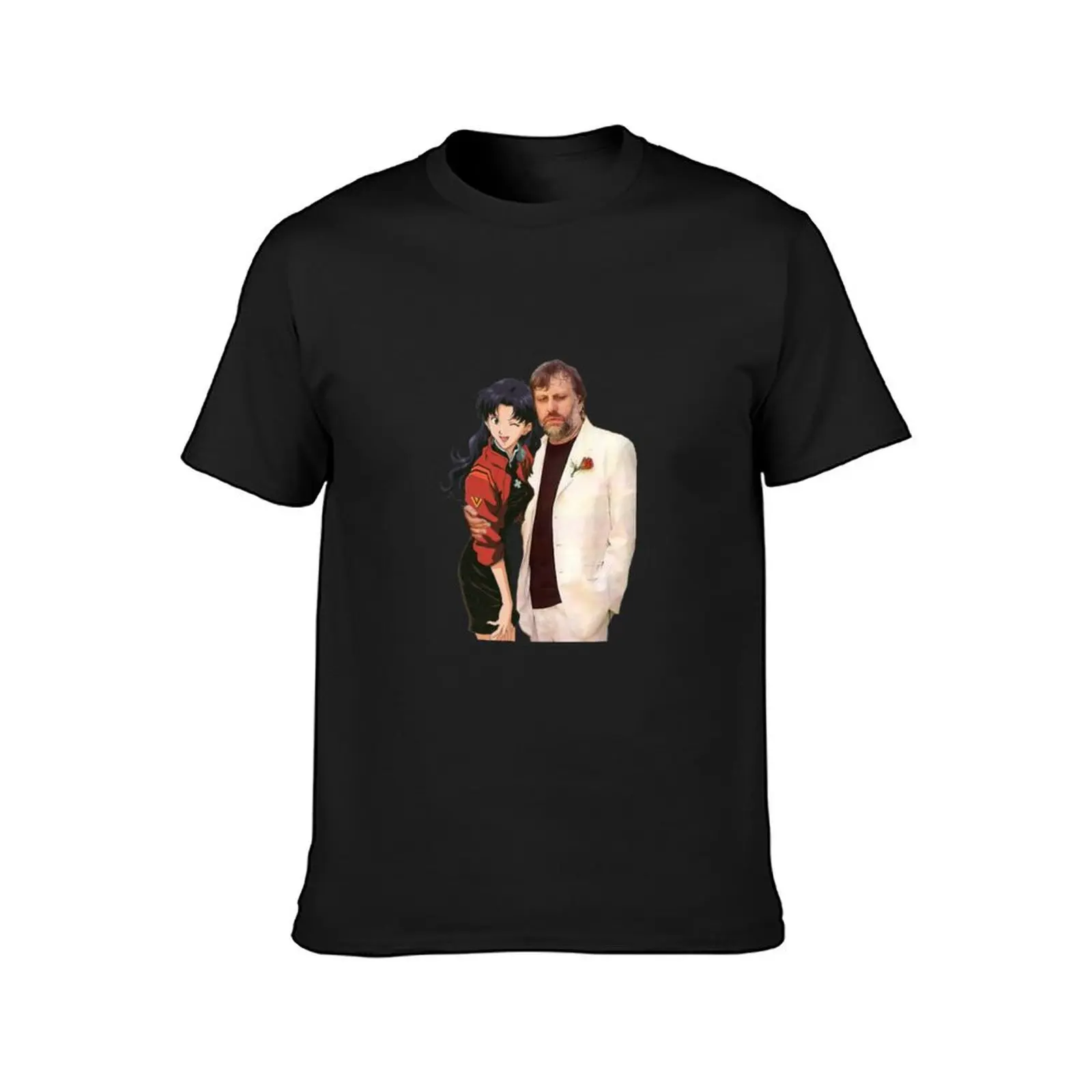 Slavoj Zizek with waifu T-Shirt customizeds korean fashion tops customs design your own Men's t-shirt