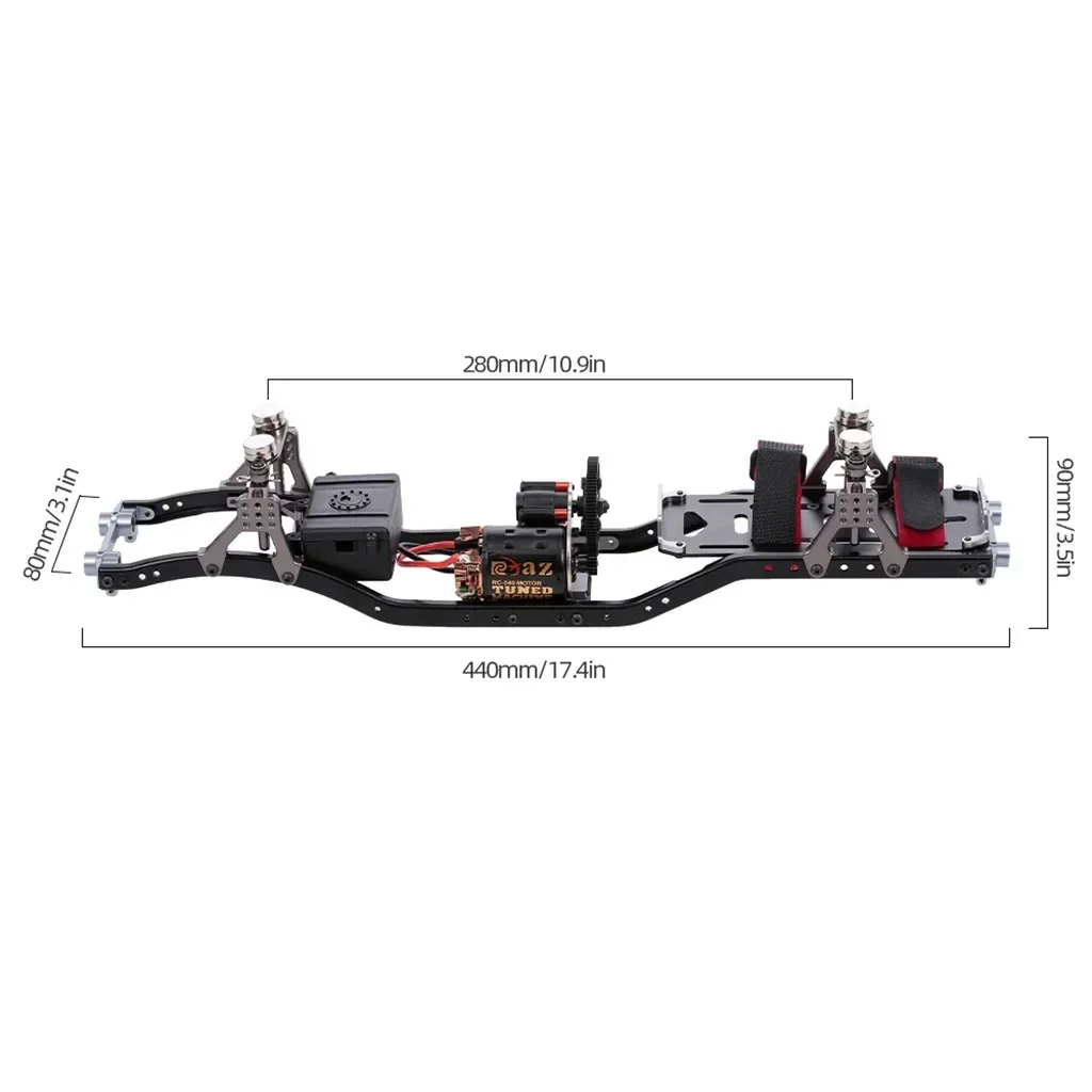 RC Car Frame Carbon Fiber Metal Car Chassis Beam with 540 Motor for AXIAL SCX10 RC Crawler Climbing Car