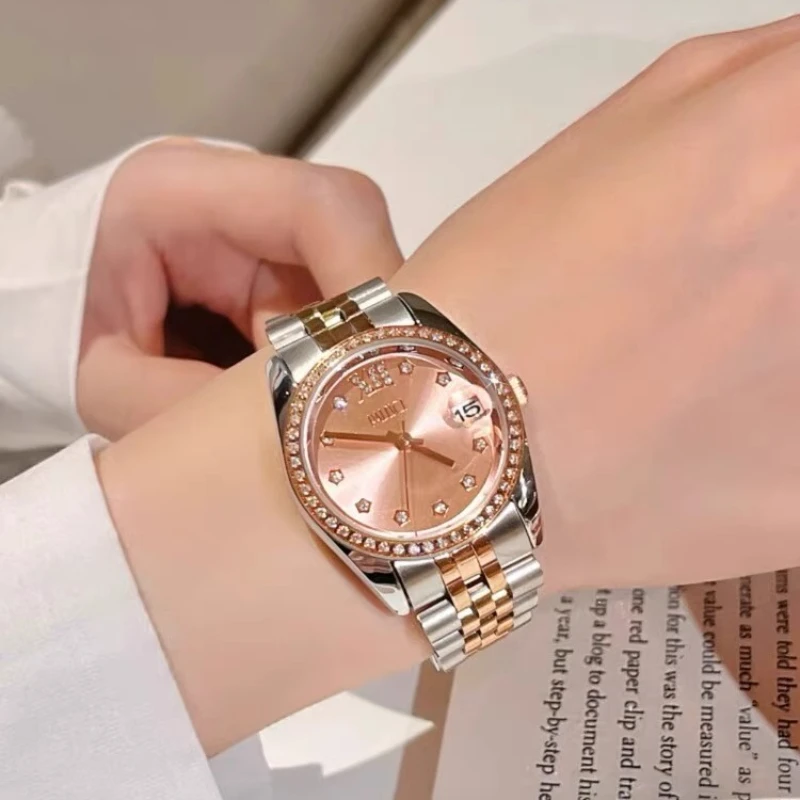Stylish simple light luxury niche hand women's watch exquisite full diamond  student trend waterproof steel belt quartz watch