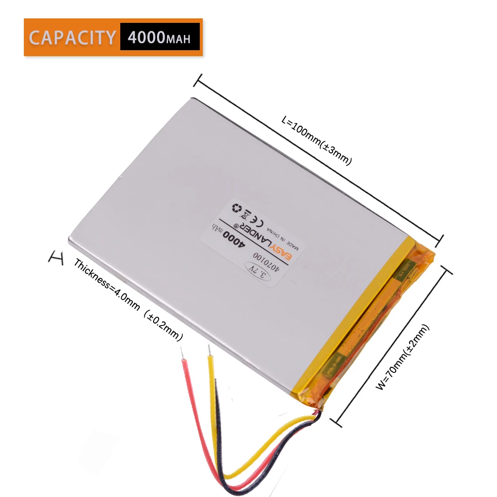 3.7V 4000mAh 3570100 4070100 Rechargeable Lithium Li-ion Li Polymer Battery