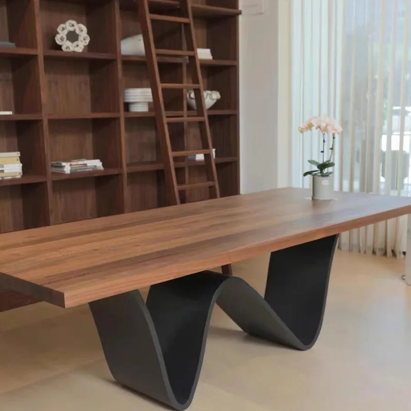 

Black Walnut Dining Table North American Solid Wood Large Board Tea Table Designer Light Luxury Log To Living Room