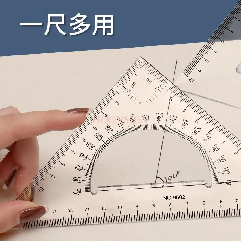 2pcs Exam Triangle Ruler Transparent Plastic Triangle Plate Design Set Engineering Measurement Drawing Drawing Sketching Set