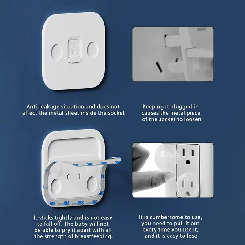 Baby Safety Socket Covers 10PCS Self-Adhesive Electric Plug Cover Bathroom Switch Protection Cover Socket Splash-Proof Box