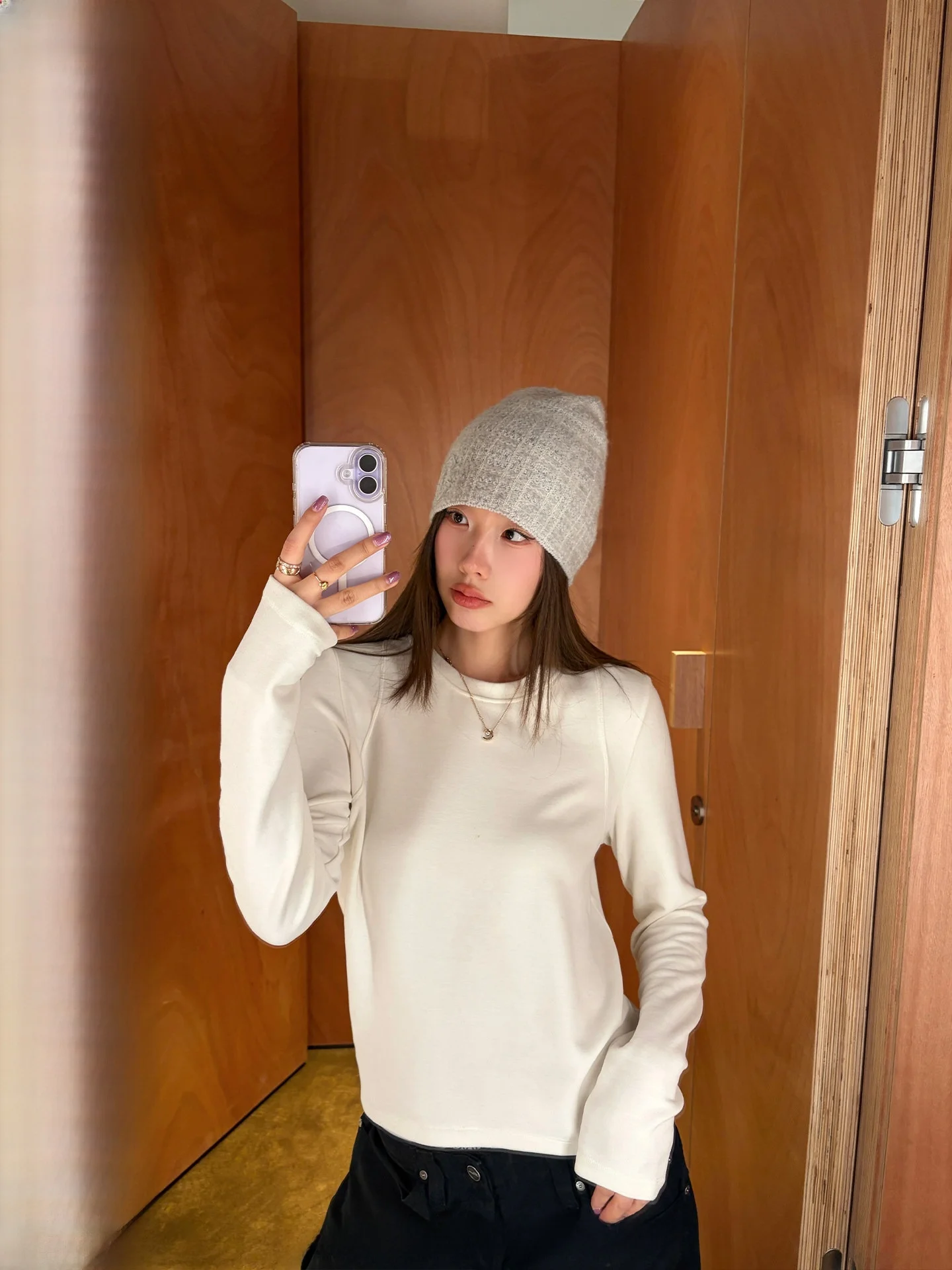 

Универсальная термофутболка Ranwear с двусторонним начесом, утолщенная, с круглым вырезом, длинным рукавом, женский топ