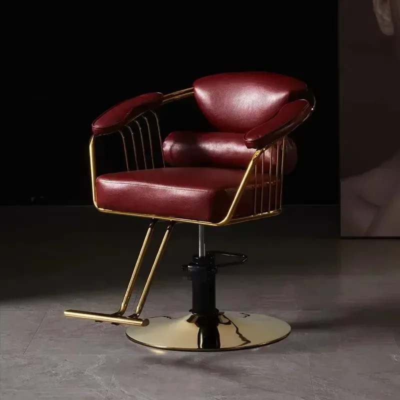 Barbershop Luxury Barber Chair Retro Gold Swivel Portable Barber Chair Simple Stool Cadeira De Barbeiro Salon Furniture