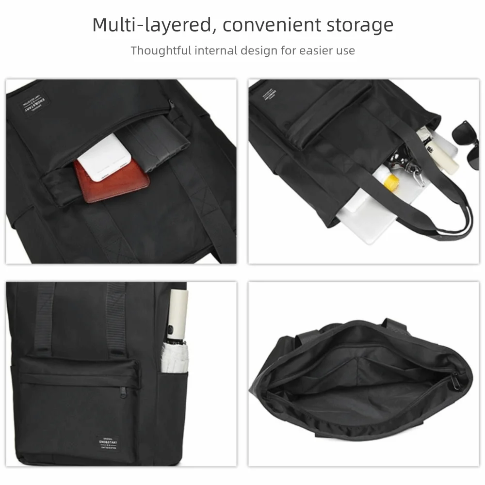 Fashion Waterproof Nylon Handbag Large Capacity Oxford Cloth Male Tote Bag Casual Black Briefcase Work