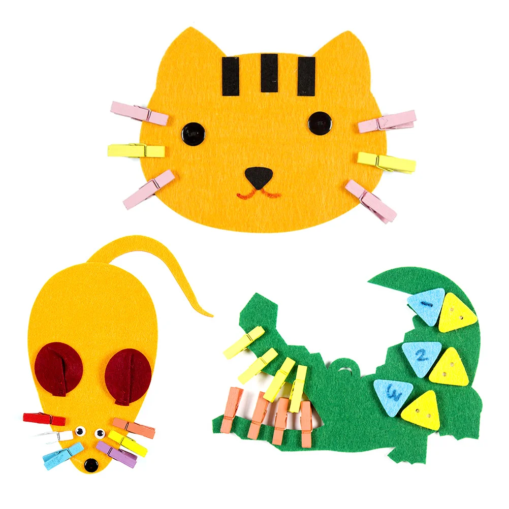 3 szt. Materiały do samodzielnego wykonania klipsów dla dzieci, zabawka edukacyjna dla najmłodszych, wzór z kreskówki, idealna do nauki dla małych dzieci, pomoc dydaktyczna.