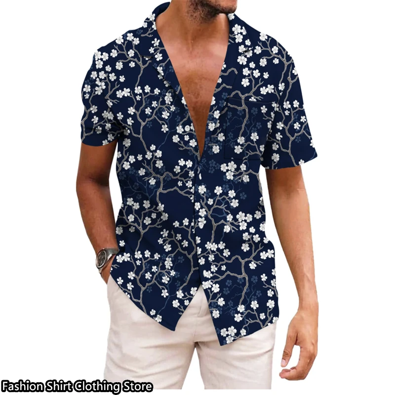 Popular men\'s shirts Hawaiian shirts short-sleeved tops Hawaiian vacation travel fashion casual clothing xs-6xl oversized size