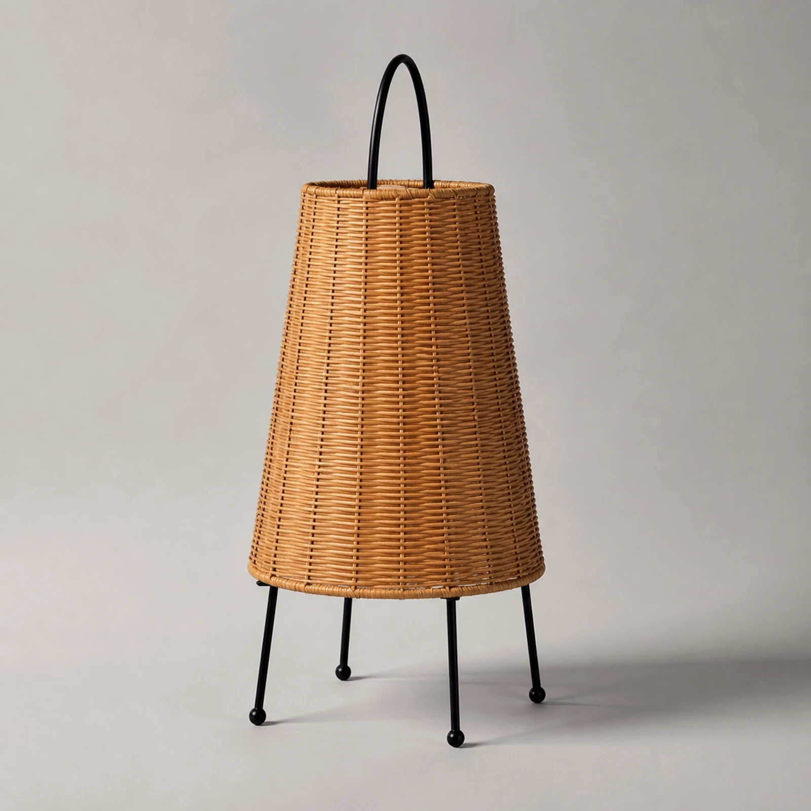 Rattan Table Lamp with Three-Leg Base Lightweight Nordic-Style Woven Lamp Ambient Night Light Compact Long-Lasting