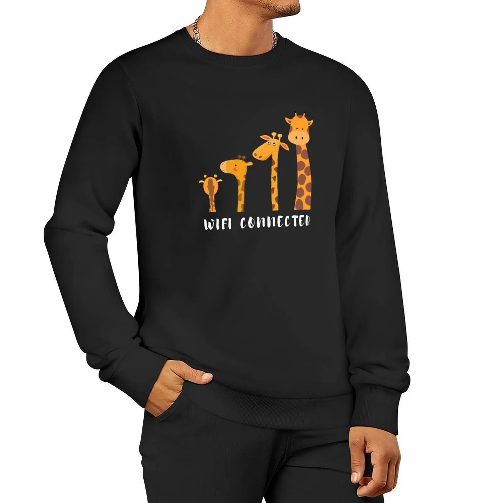 Wifi Connected - Funny Giraffe - Giraffe WIFI Pullover men wear tracksuit tracksuit men sports sweatshirt man