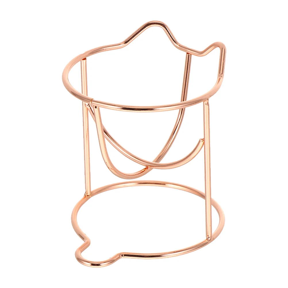 Roosgouden make-up spons houder, metalen kattenvormige droogstandaard voor puff-opslag, display en organizer