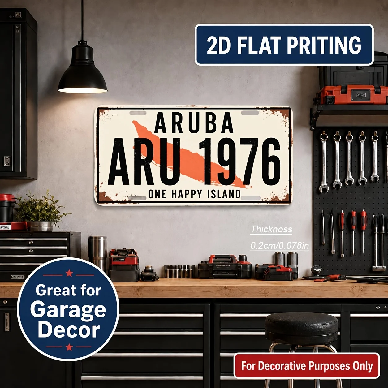 2D Flat, [2D Flat] 1pc Aruba-Themed Vintage Wall Sign - Retro Aruban Decor Suitable for Home, Bar, Office, Outdoor - Rectangular