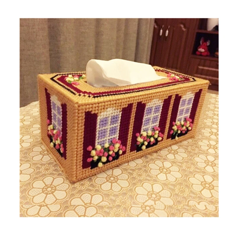 24 x 12 x 8cm european-style Garden tissue box embroidery kit DIY handmade craft set Crocheting knitting needlework supplie