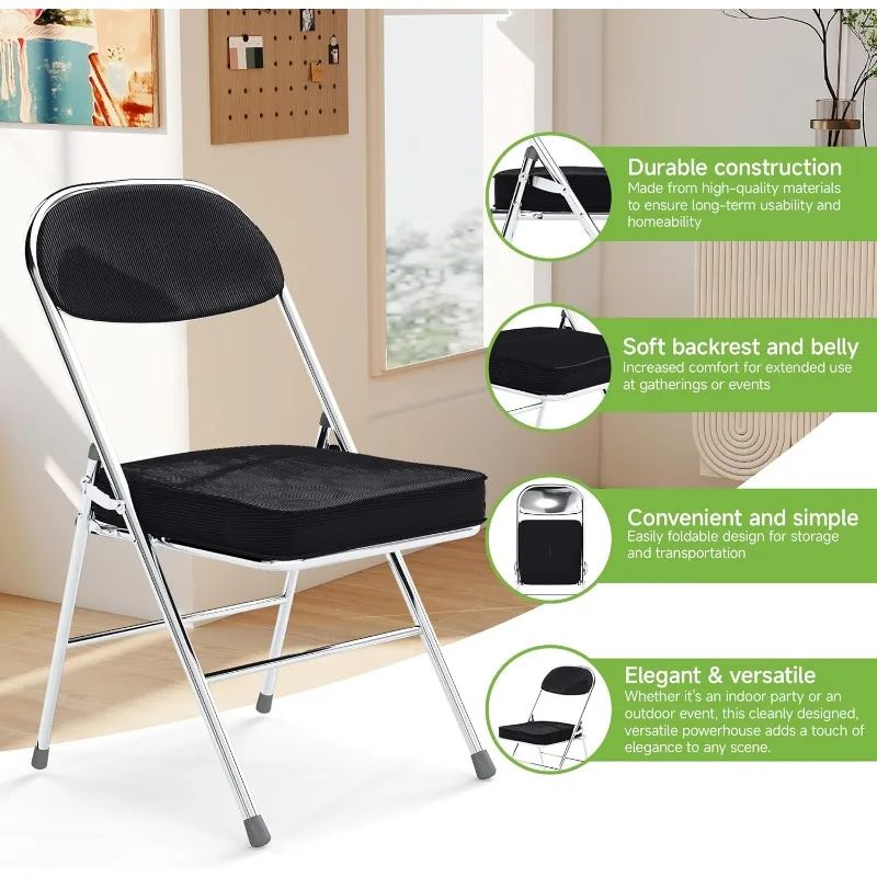 كراسي قابلة للطي مع مقعد سميك مبطن، قماش سروال قصير متين، كرسي مكتب تجاري قابل للطي قابل للتكديس #5