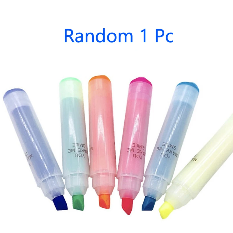 Children 6PCS/Set Mini Fluorescent Highlighter Pen Kawaii Chalk Marker Pens Stationery Material Escolar Papelaria School Supply