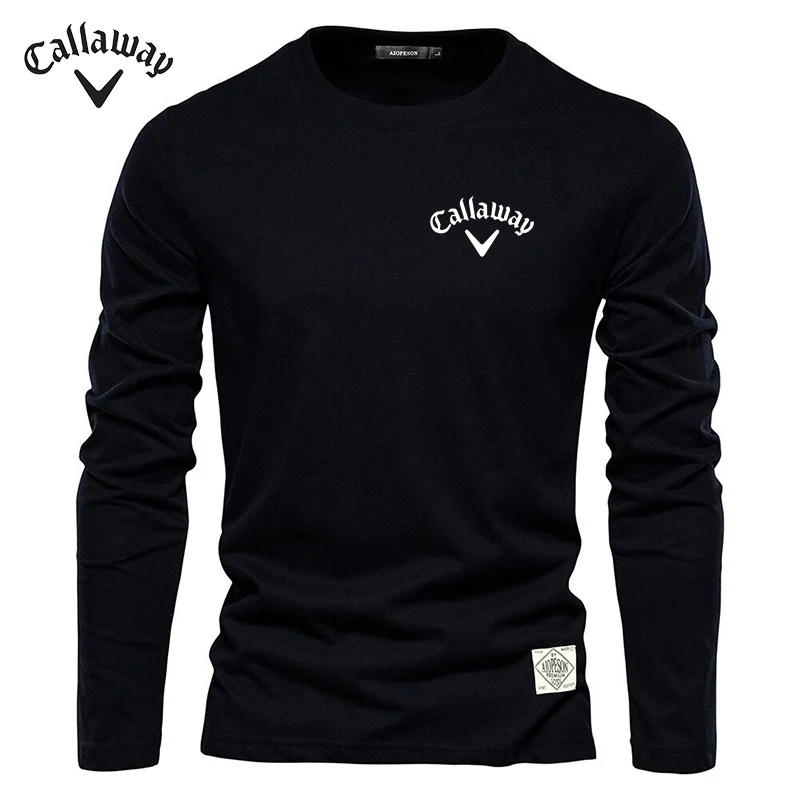 Autumn /Winter Men's Pure Cotton Neck Long Sleeve T-shirt Embroidered Leisure Sports High-Quality Casual Outdoor Men's Clothing