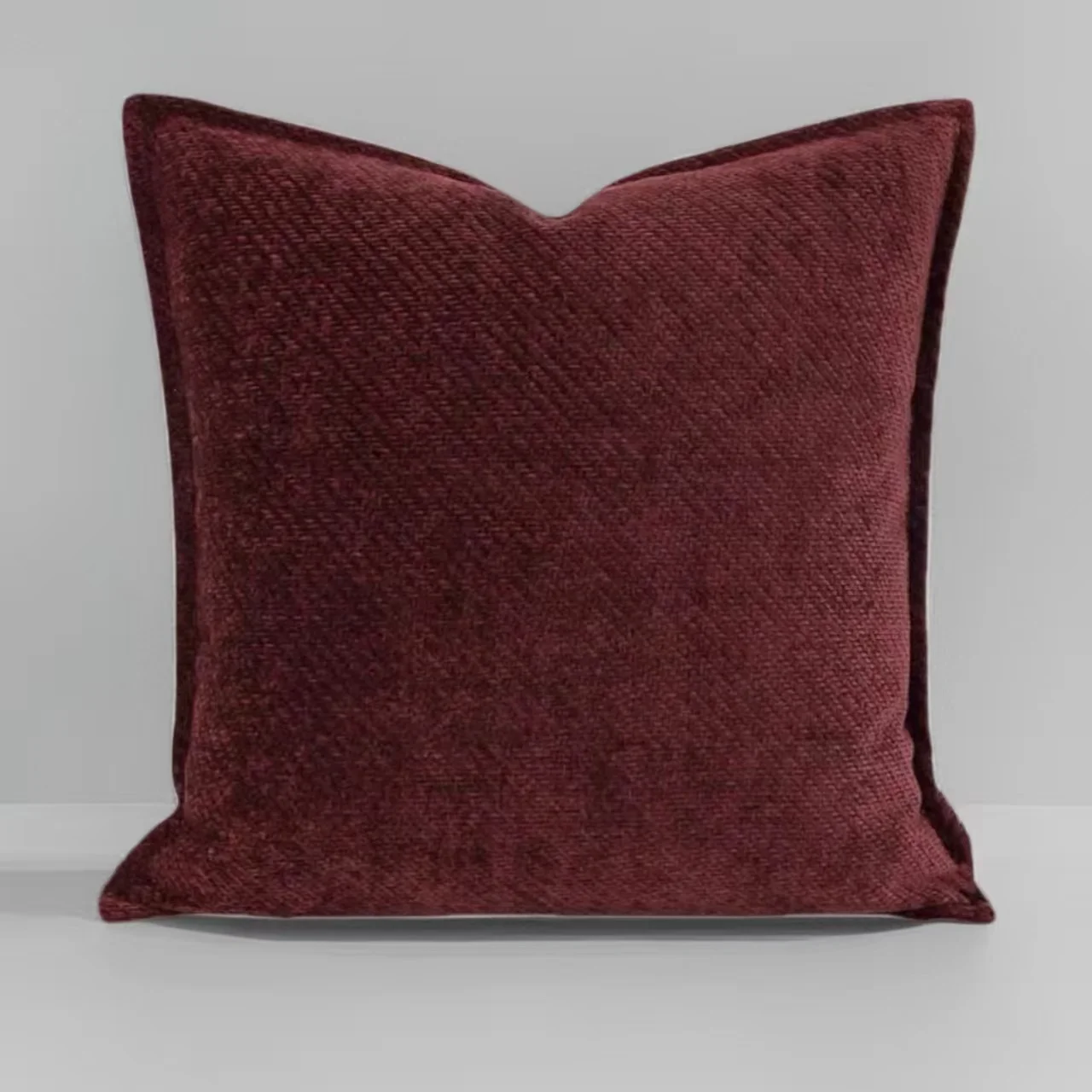 HINYEATEX Luxury Fashion Burgundy Wine Designer Velvet Pillow Case 45x45cm Hotel Decor Herringbone Twill Cushion Cover 1 Pc Pack