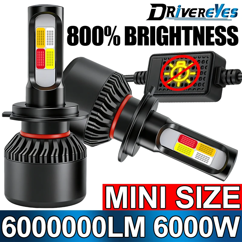 2pcs 6000W 4Color Strobe H1 H4 H7 H8 H9 H11 9005 HB3 9006 HB4 9012 HIR2 High Bright Car LED Headlight Bulbs Fog Lamps Headlights