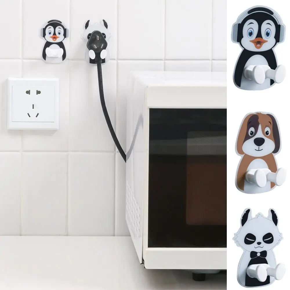 Plastic Cartoon Plug Hanger Wall Mounted Waterproof Power Cord Plug Bracket Self Adhesive Animal Wall Plug Bathroom