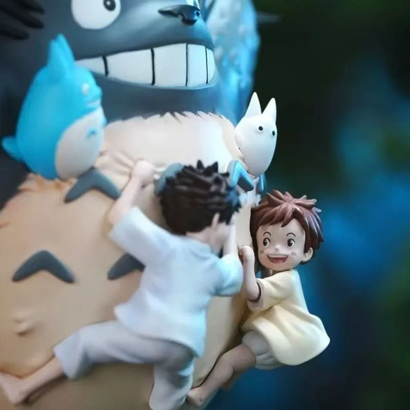 In Stock Totoro with Umbrella Adorable LONG MAO Action Figure Miyazaki Anime Collectible Model Desktop Decor Gift Children Toys