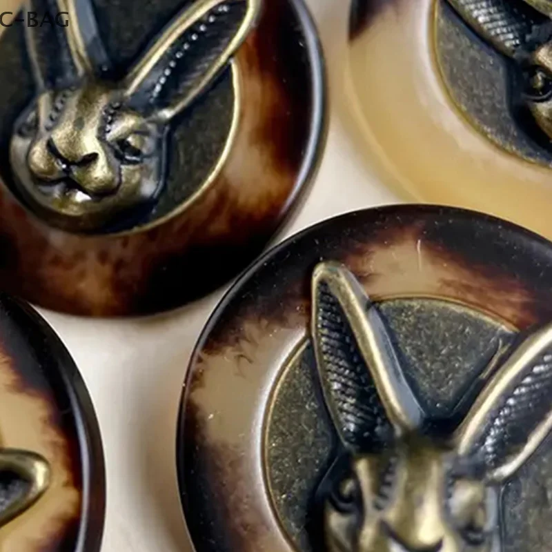 

10pcs 25mm Vintage Copper Rabbit Head Decorative Buttons For Clothing, Hats And Backpacks, Sewing And Textile Decoration