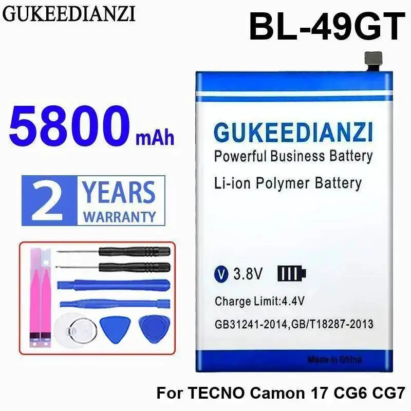 

High Compatibility BL-49GT 5800Mah For Tecno Camon 17 CG6 CG7 High-Efficiency Mobile Phone Battery