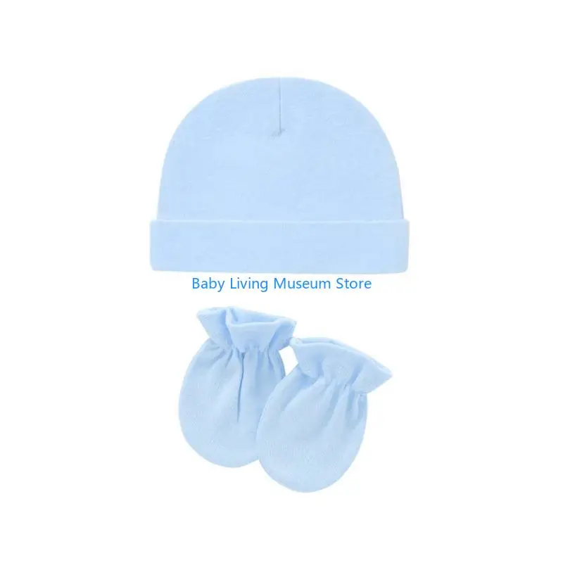 

P31C 2 Pcs Baby for Head Wrap Bonnet Face for Protection Scratch Mitts for Toddler Ne