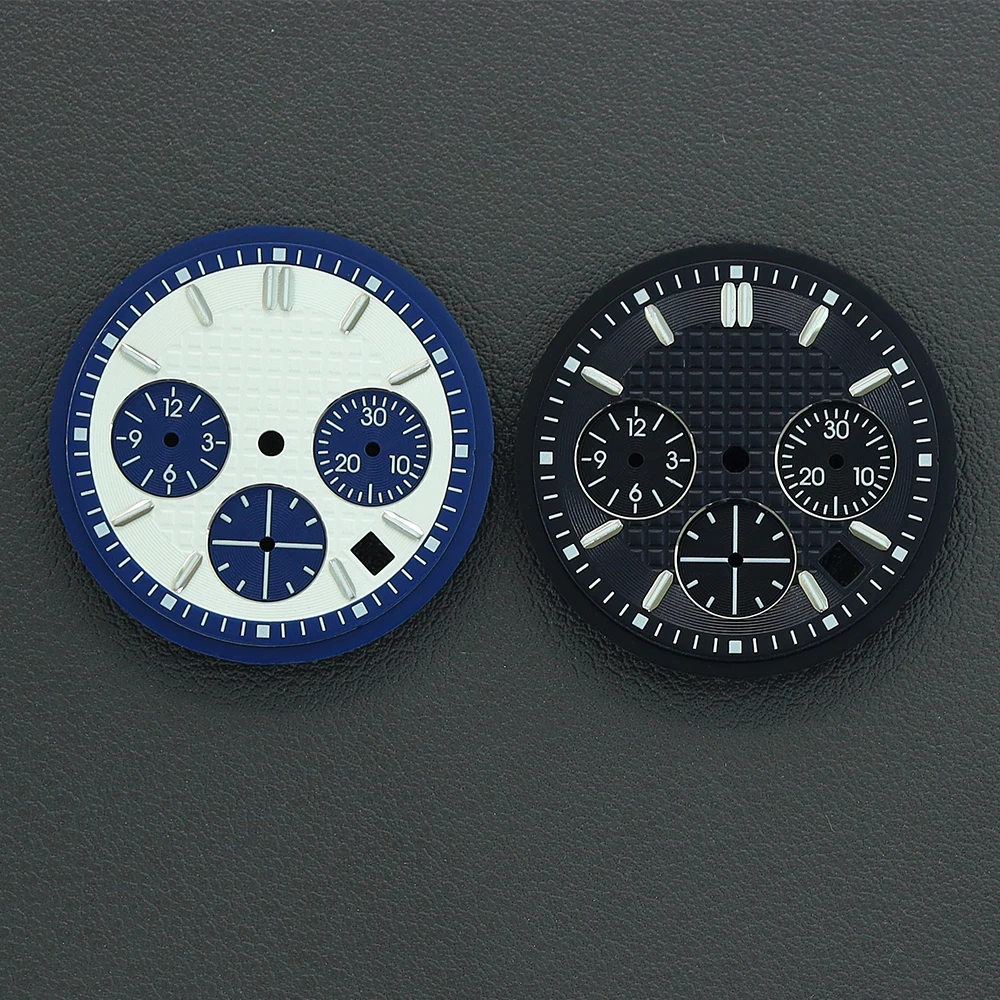 29,8 мм Vk63 циферблат для часов с хронографом, зеленый светящийся черный, белый, синий для часов с механизмом VK63, аксессуары, инструменты для обслуживания деталей