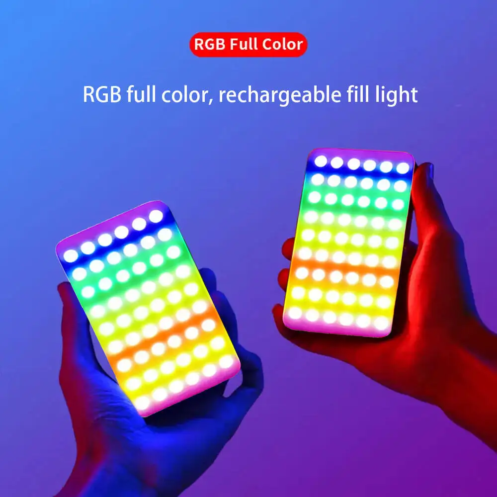 Roreta RGB Camera Video Light Mini Portable 1800mAh Photography Lighting Smartphone Vlog Fill Light RGB Video Light