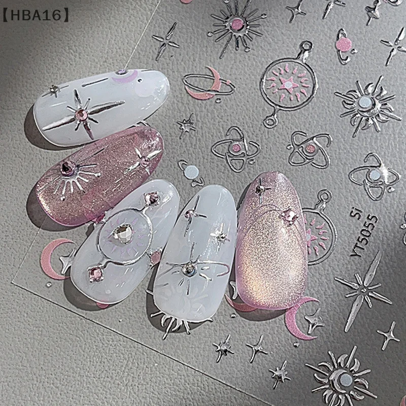 Luxus Stern Nagel Aufkleber für Nail art Sterne Silber Heißprägen Nagel Aufkleber Vergoldung Vierzackigen Stern Nail art Design Slider
