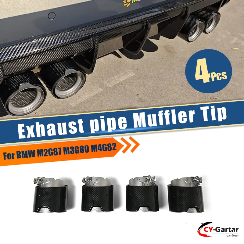 

Dry Carbon Fiber Exhaust Tips 4 PCS/Lot For BMW M2 M3 M4 G80 G82 G83 G87 2021+ M Performance Exhaust System Pipes Muffler Nozzle