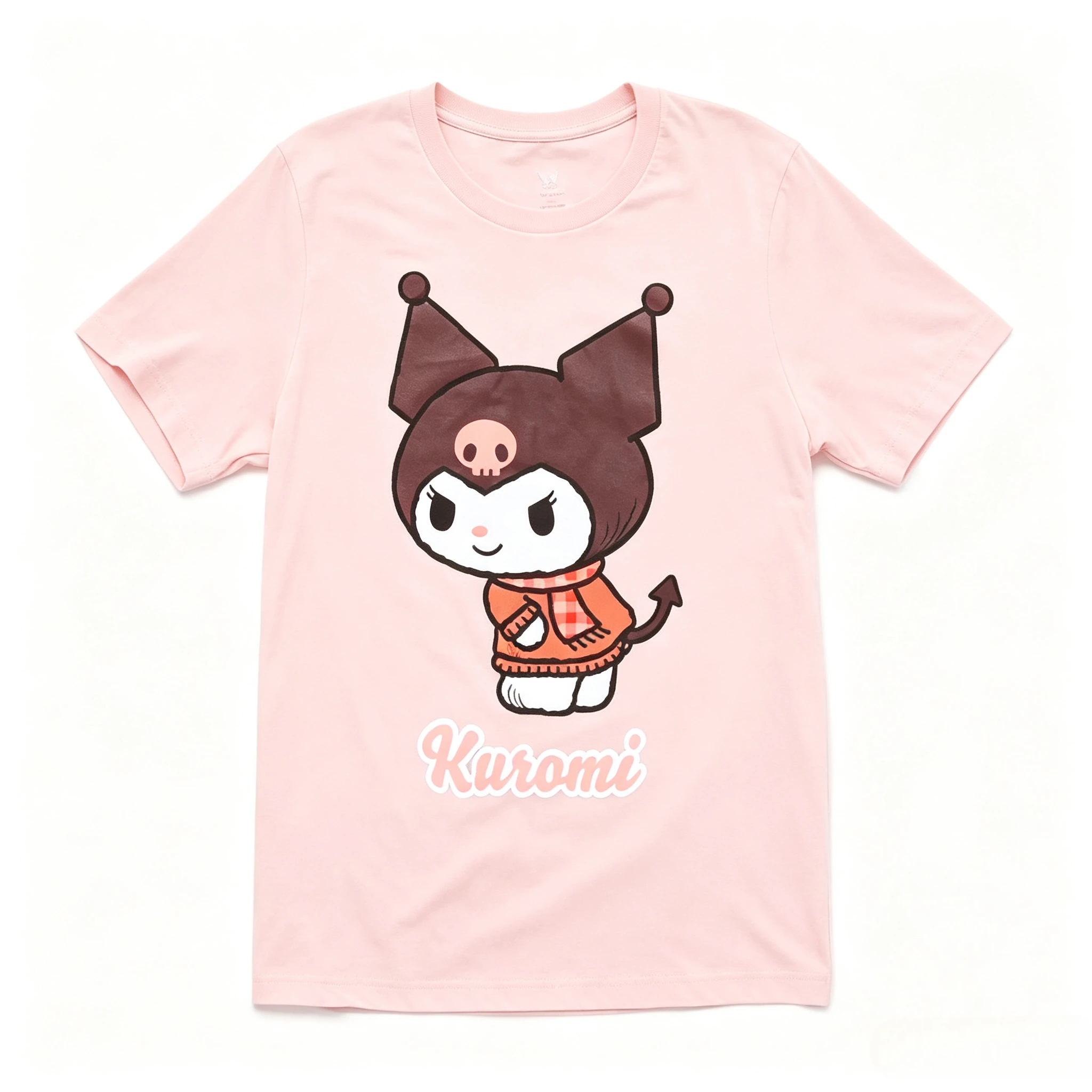 Kuromi Fall Scarf T Shirt Cute Cartoon Character Graphic T-shirt Kawaii Sanrio Casual Tee Top Unisex Streetwear for Men Women
