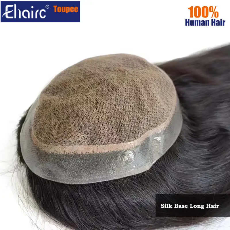 Customized Silk Base Men Toupee  Long Wig For Men Natural Hairline Men's Wigs Three layer Male Hair Capillary Prosthesis Man Wig