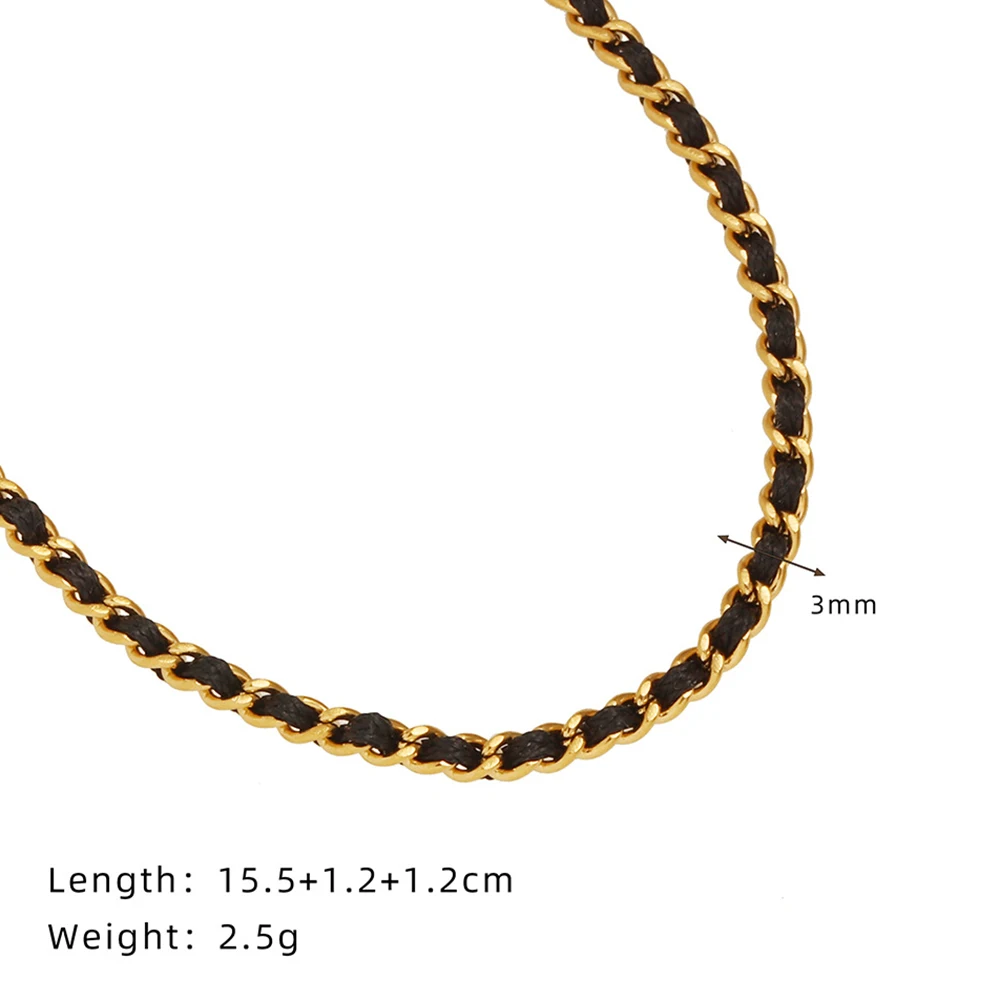 ماتي نحى مطلية بالذهب التيتانيوم الصلب الزركون مطعمة سوار مفتوح مع سلسلة حبل ملونة اليدوية الطبقات مجوهرات للنساء